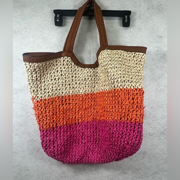 NWOT Time & Tru‎ Extra Large Woven Straw Beach Bag - Picture 2 of 7